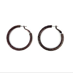 Lia Sophia Cutting Edge Brown Gold Hoop Earrings